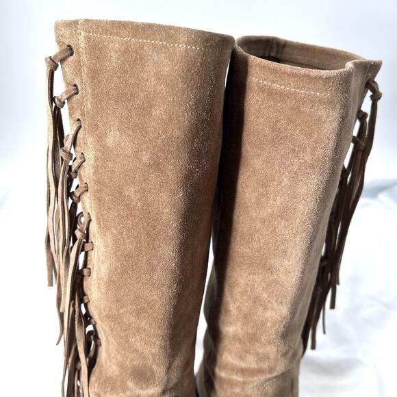 Coach Arianna Light Brown Suede Fringe Over the Calf Riding Boots Womens 6 - Picture 4 of 14